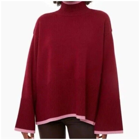 Tuckernuck S Larsen Women's Wool turtleneck Maroon boxy Sweater Oversized - Picture 1 of 10